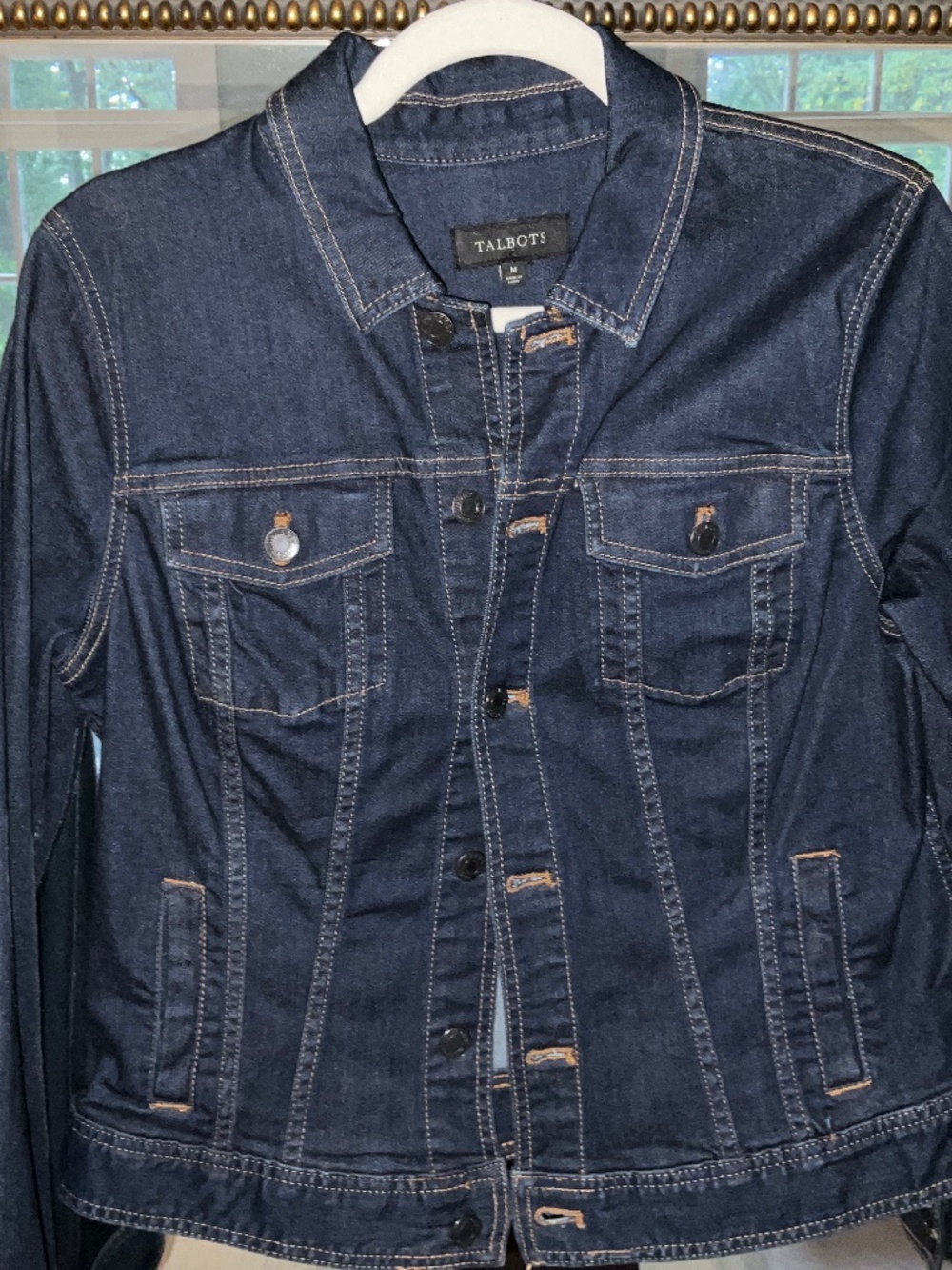Talbots Dark Denim Stretch Jean Jacket Size M